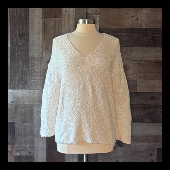 Urban Outfitters v-neck knit sweater medium cream boho neutral gorpcore fall - Picture 1 of 10